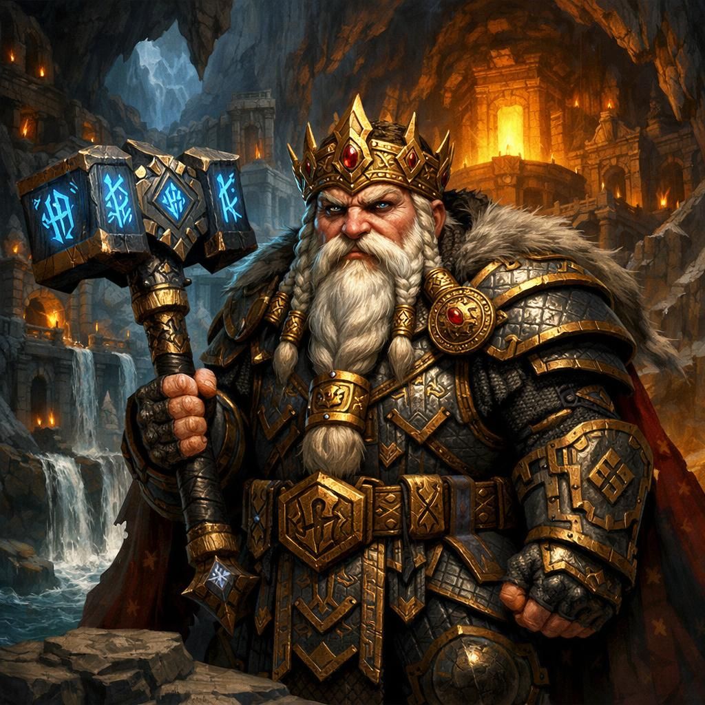 Forge de nain avec des étincelles et un marteau