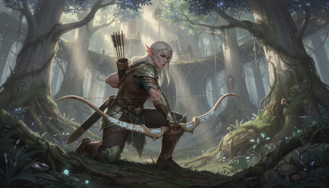 Guerrier elfe dans une armure dorée