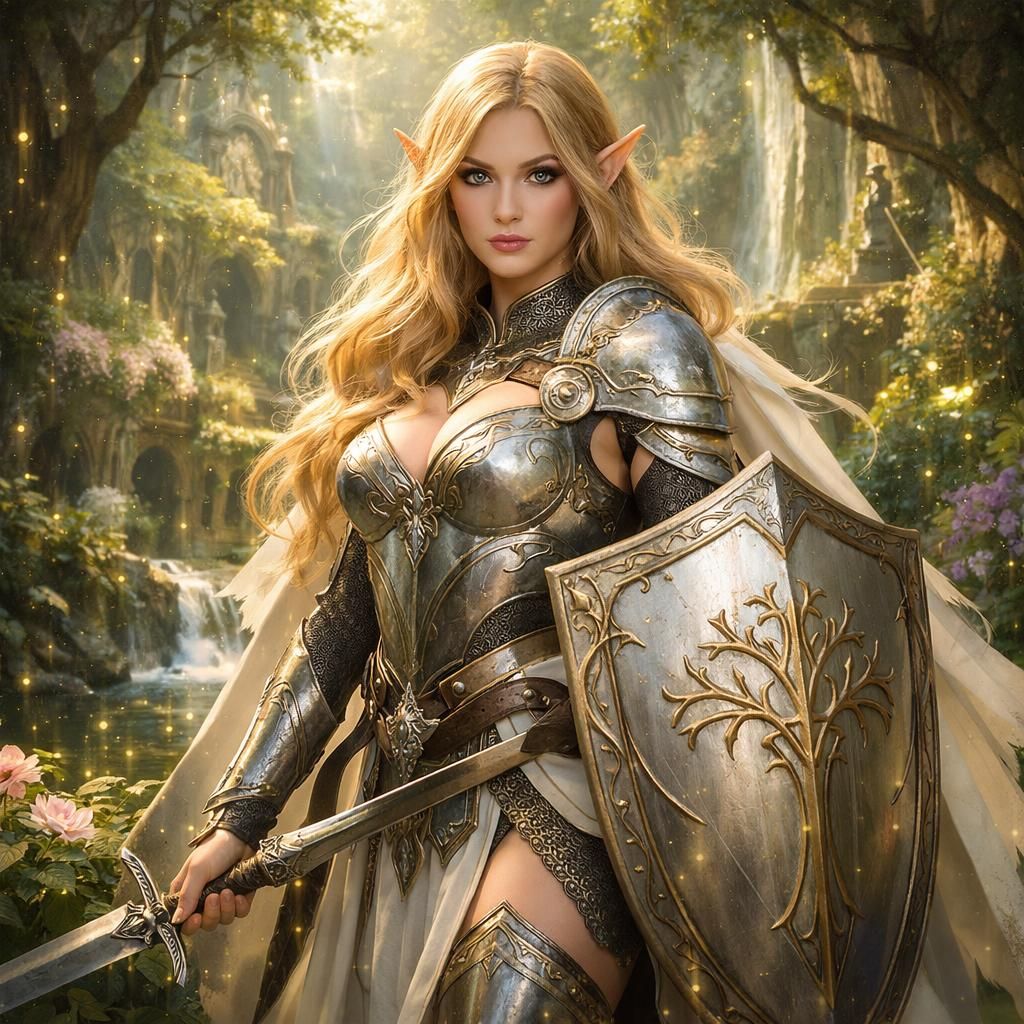 Elfe majestueux dans une forêt enchantée